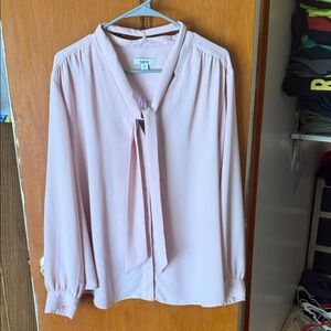 Bar III Light Pink Tie-Neck Blouse